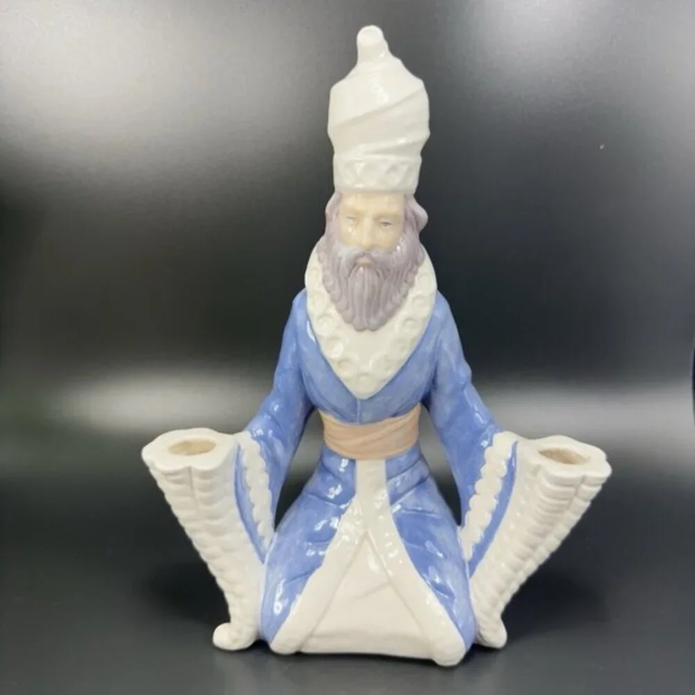 Vintage Wise Men‎ Hand Painted Ceramic Candle Holder Votive Candle Stick Holder